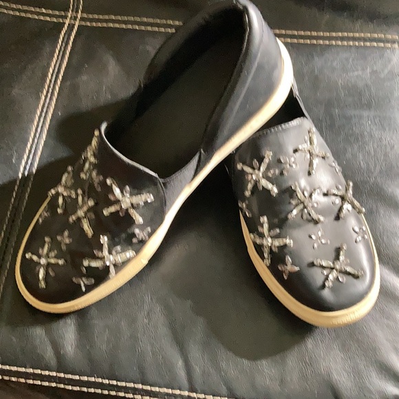 Zara Size 8 Black shoes with clear bead accents - Picture 2 of 5